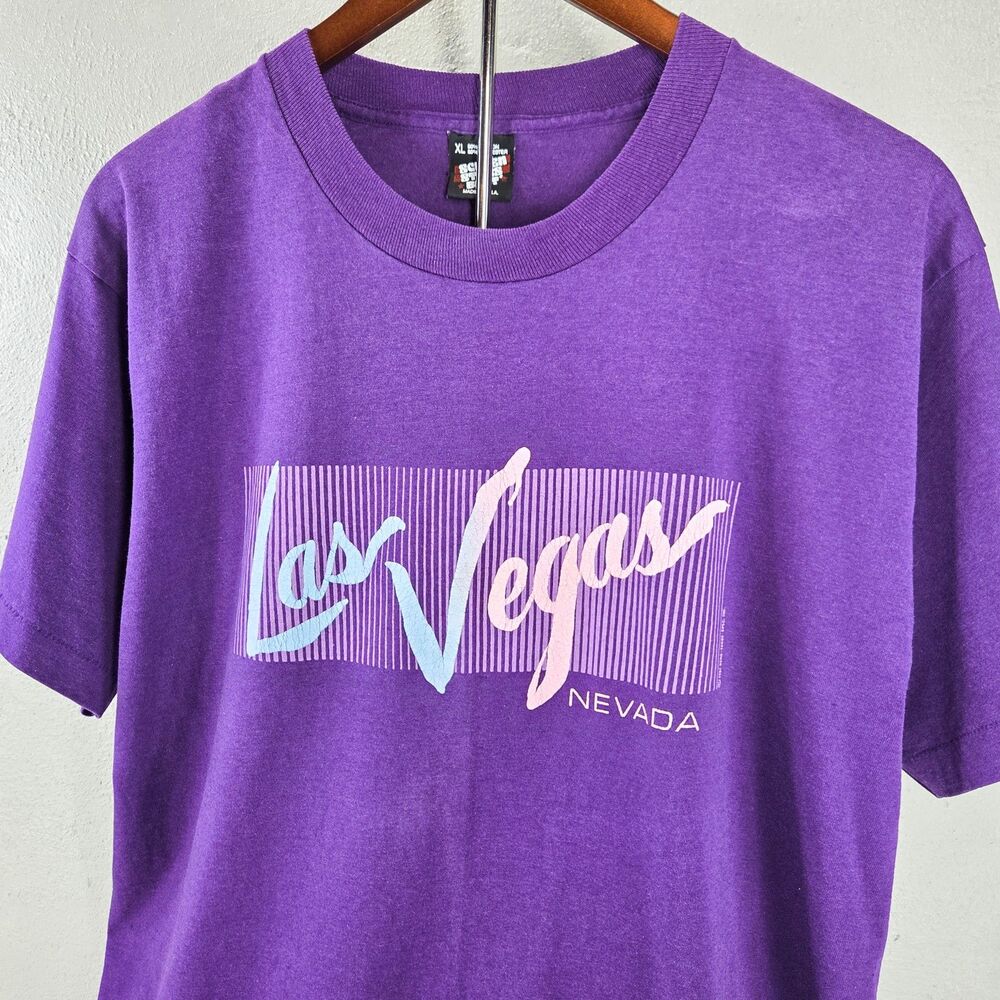 VTG 1987 Screen Stars Best Las Vegas Nevada Souvenir Single Stitch Tee Sz XL